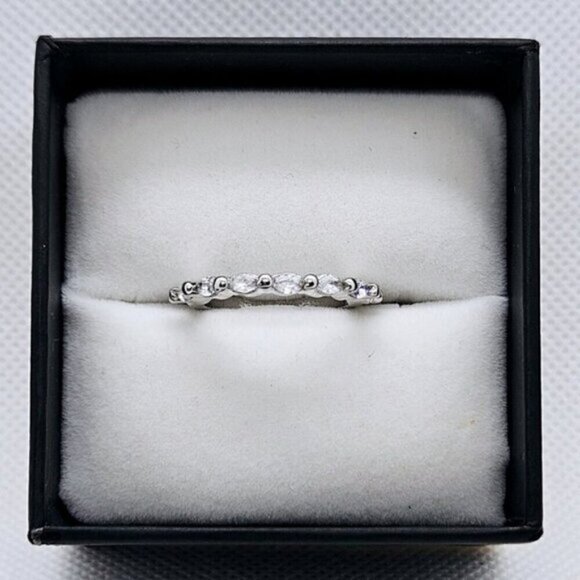 Silver Tone Moissanite Solid Bubble Fashion Ring - Picture 1 of 10